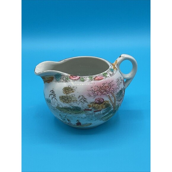 Vintage Japanese Geisha In Boat Porcelain Hand Painted Creamer Made in Japan - Picture 1 of 12